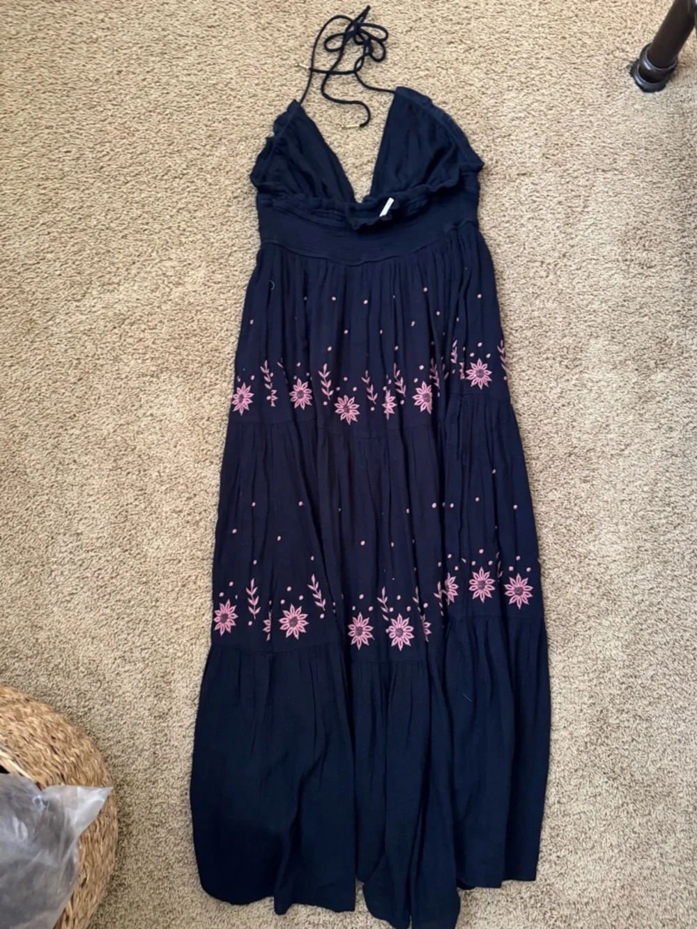 Free People Black Embroidered Halter Dress - Picture 2 of 5